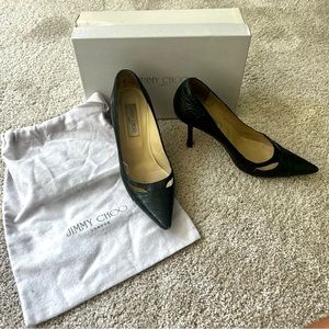 Jimmy Choo Margo Black Crocodile Pumps Size 39 retail $1695
